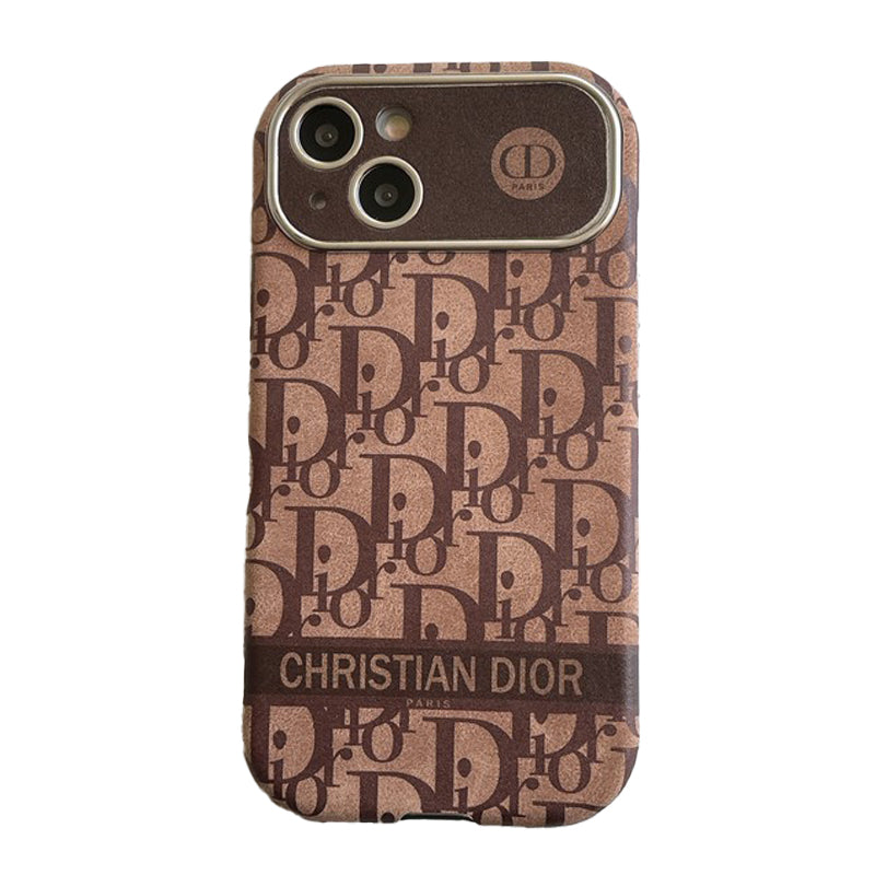 CD BROWN COLOR LEATHER IPHONE CASE
