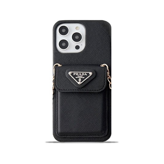 PR iPhone Case With Wallet And Strap Black -SlK240403