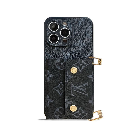 Monogram iPhone Case With Wallet And Strap Black-ZYK240821