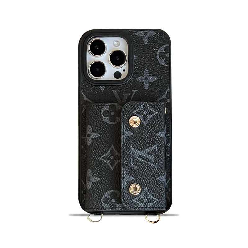 Monogram iPhone Case With Wallet And Strap Black-ZYW240824