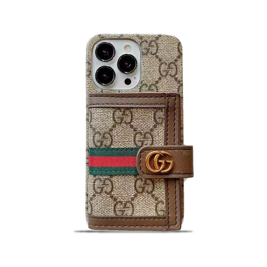 GG iPhone Case With Wallet  Brown -GGB241913