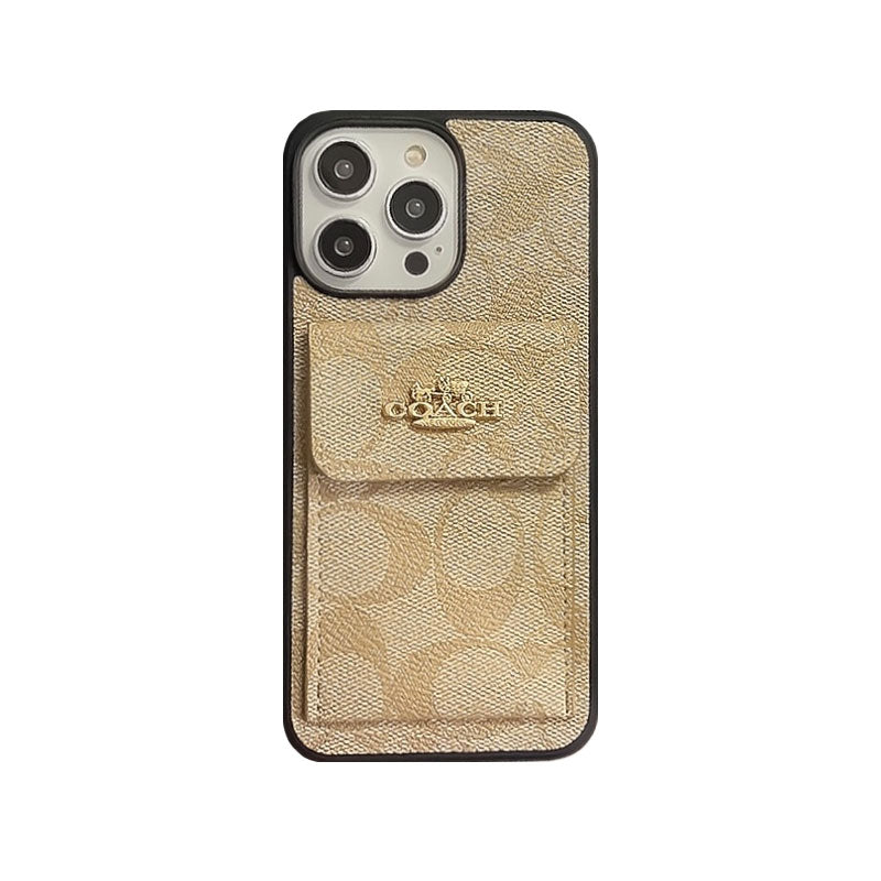 CH  iPhone Case With Card Holder Wallet Light Brown  -SZK240425