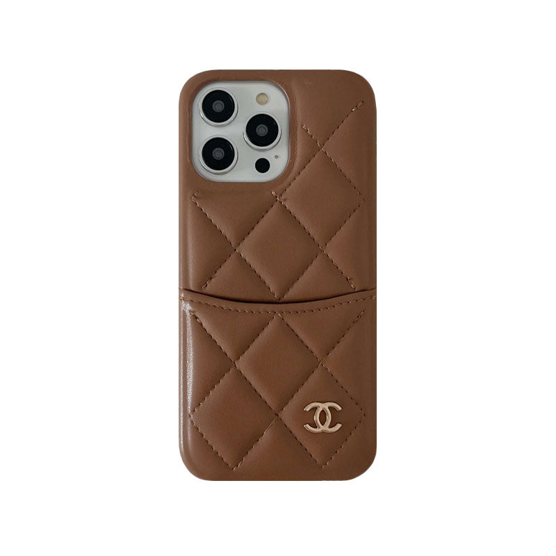 Leather CC iPhone Case With Crad Holder  -KP240606