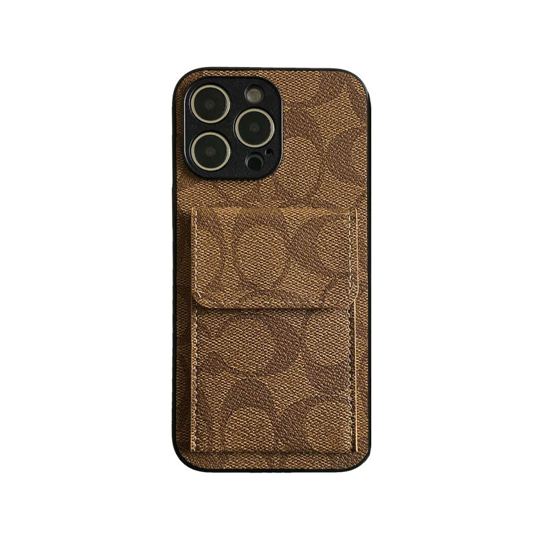 CH  iPhone Case With  Wallet Dark Brown-HP240513