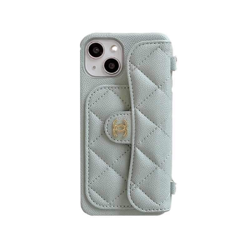 CC iPhone Case With Card Holder And Strap Green -SLK240104