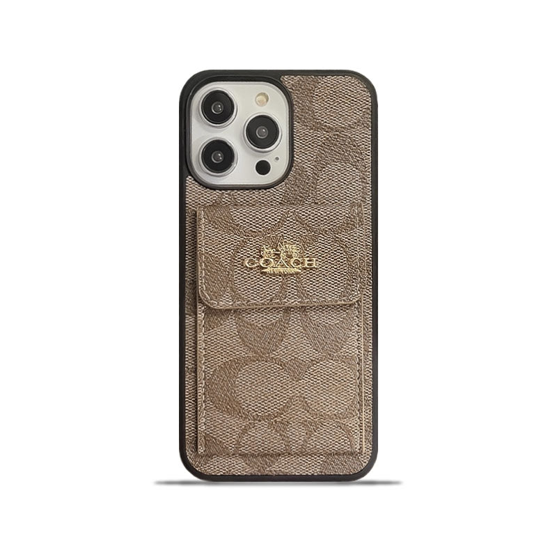 CH  iPhone Case With Card Holder Wallet Light Brown  -SZK240425