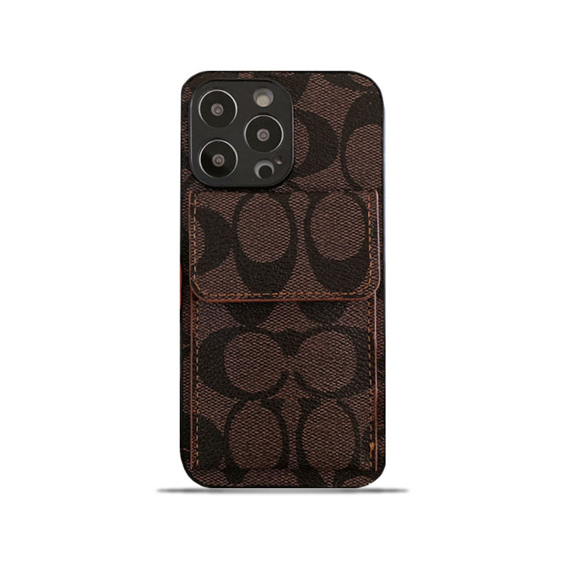 CH  iPhone Case With  Wallet Dark Brown-HP240513