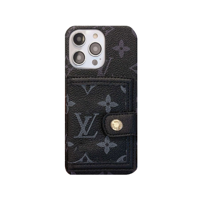 Leather Monogram iPhone Case With Wallet-YCQ241712