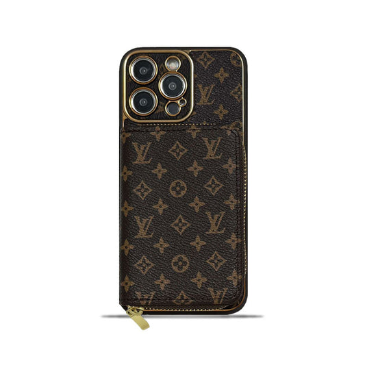 MONOGRAM IPHONE CASE WITH WALLET BROWN SMALL PRINTING