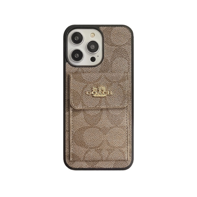 CH  iPhone Case With Card Holder Wallet Light Brown  -SZK240425