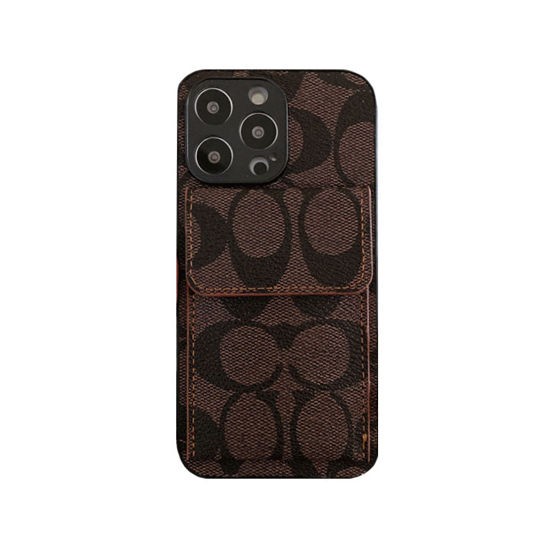 CH  iPhone Case With  Wallet Dark Brown-HP240513