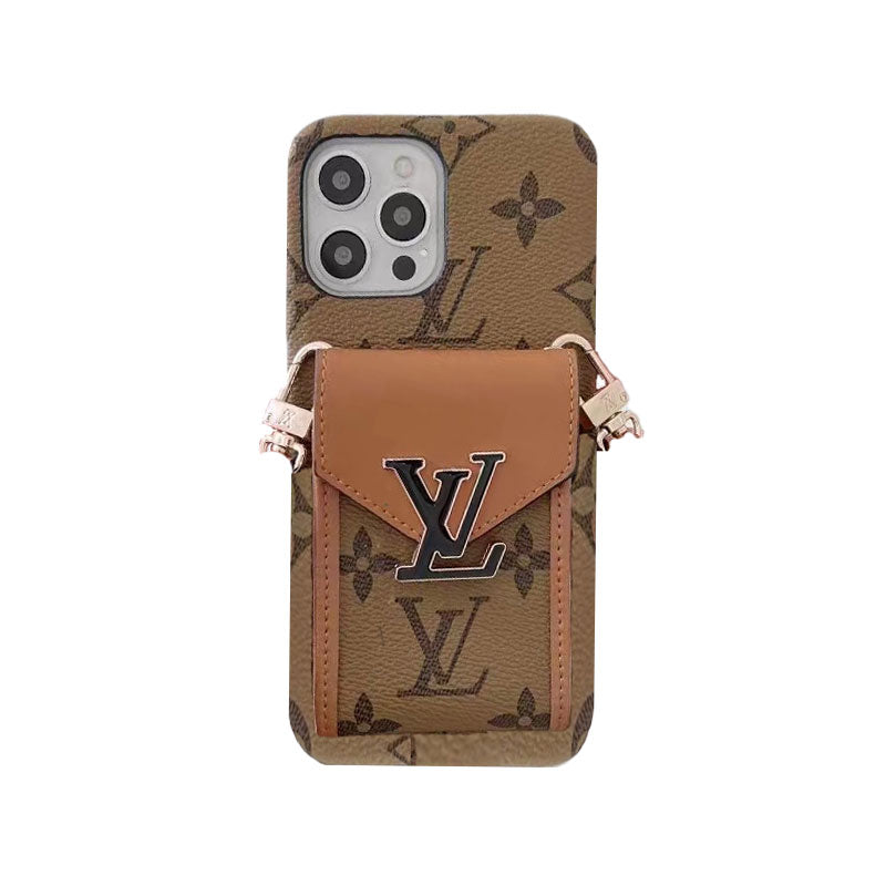 Monogram iPhone Case With Wallet And  Strap White Grid -DGK240329