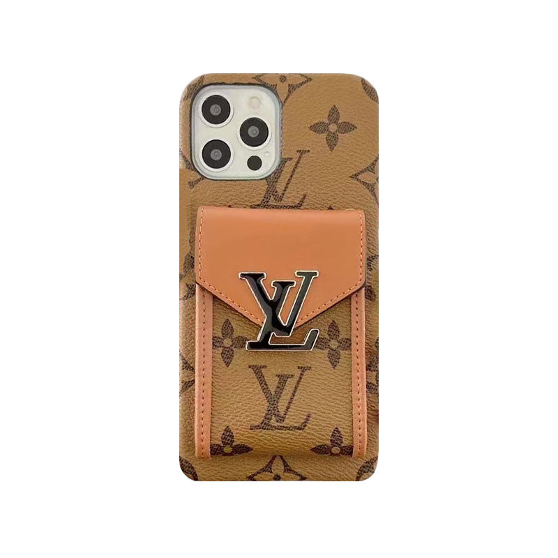 Monogram iPhone Case With Card Holder White Grid -XK241701