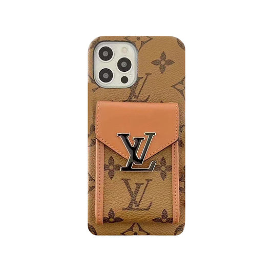MONOGRAM IPHONE CASE WITH CARD HOLDER YELLOW PRINTING