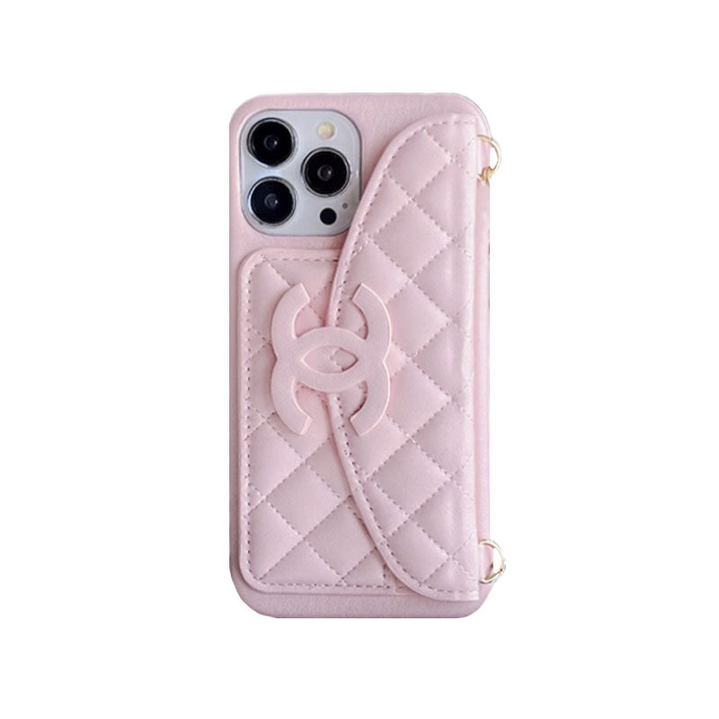 CC iPhone Case With Wallet And Chain White -XK240401