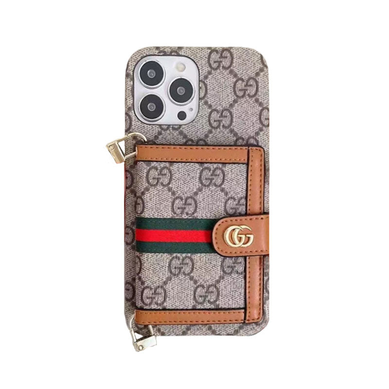 GG iPhone Case With Wallet And Crossbody Strap White -XK240330