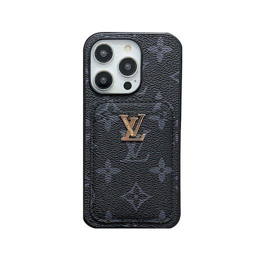 CLASSIC MONOGRAM IPHONE CASE WITH CARD HOLDER -BLACK PRINTING