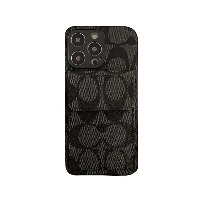 CH  iPhone Case With  Wallet Dark Brown-HP240513