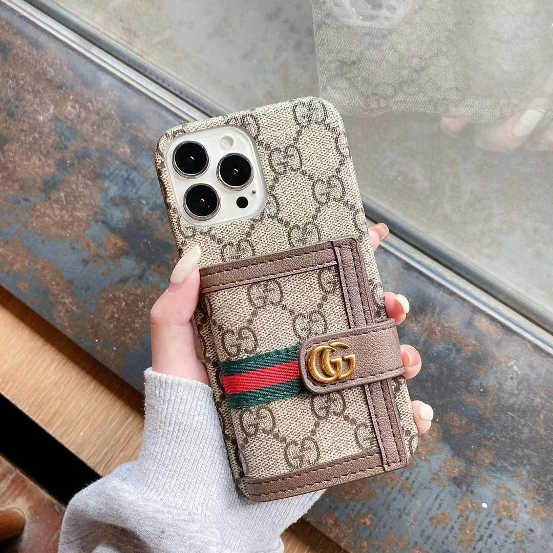 GG iPhone Case With Wallet  Brown -GGB241913