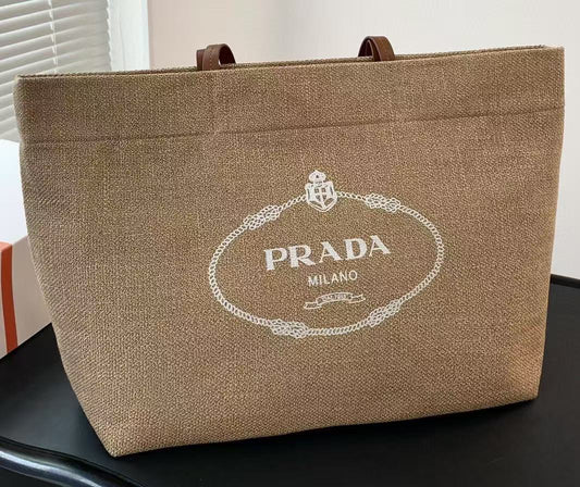 Prada logo-print canvas tote bag
