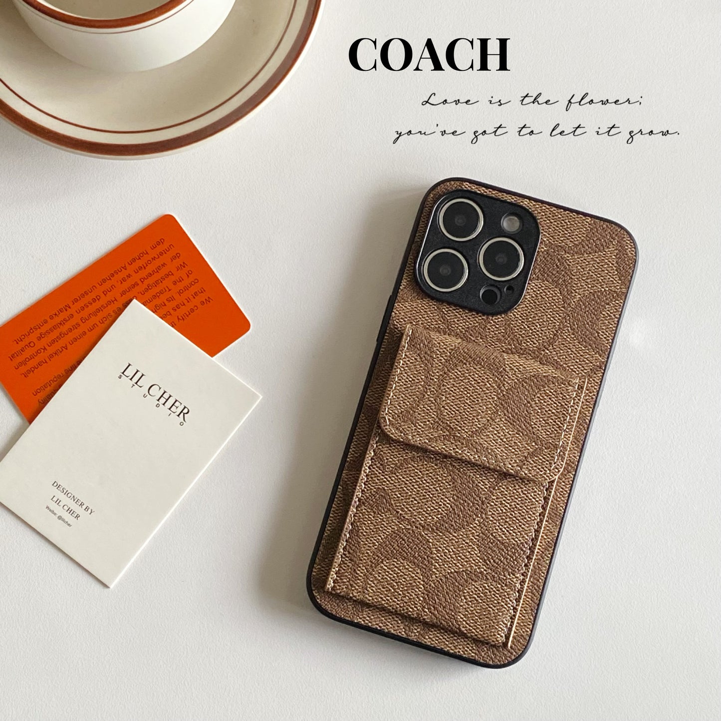 CH  iPhone Case With  Wallet Light Brown-HP240513