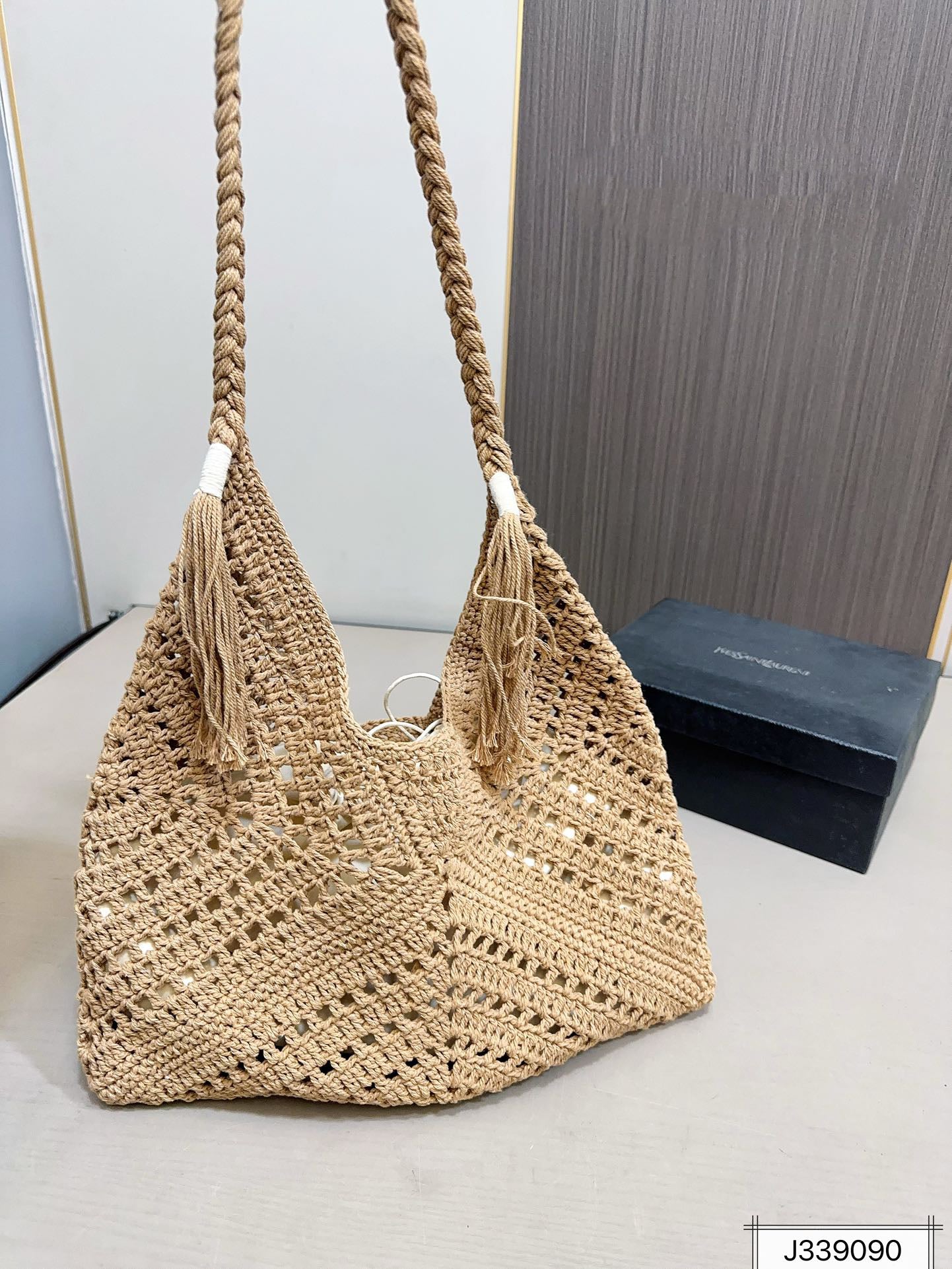 SAINT LAURENT YSL Raffia Tote Bag Beach Casual 37x22cm
