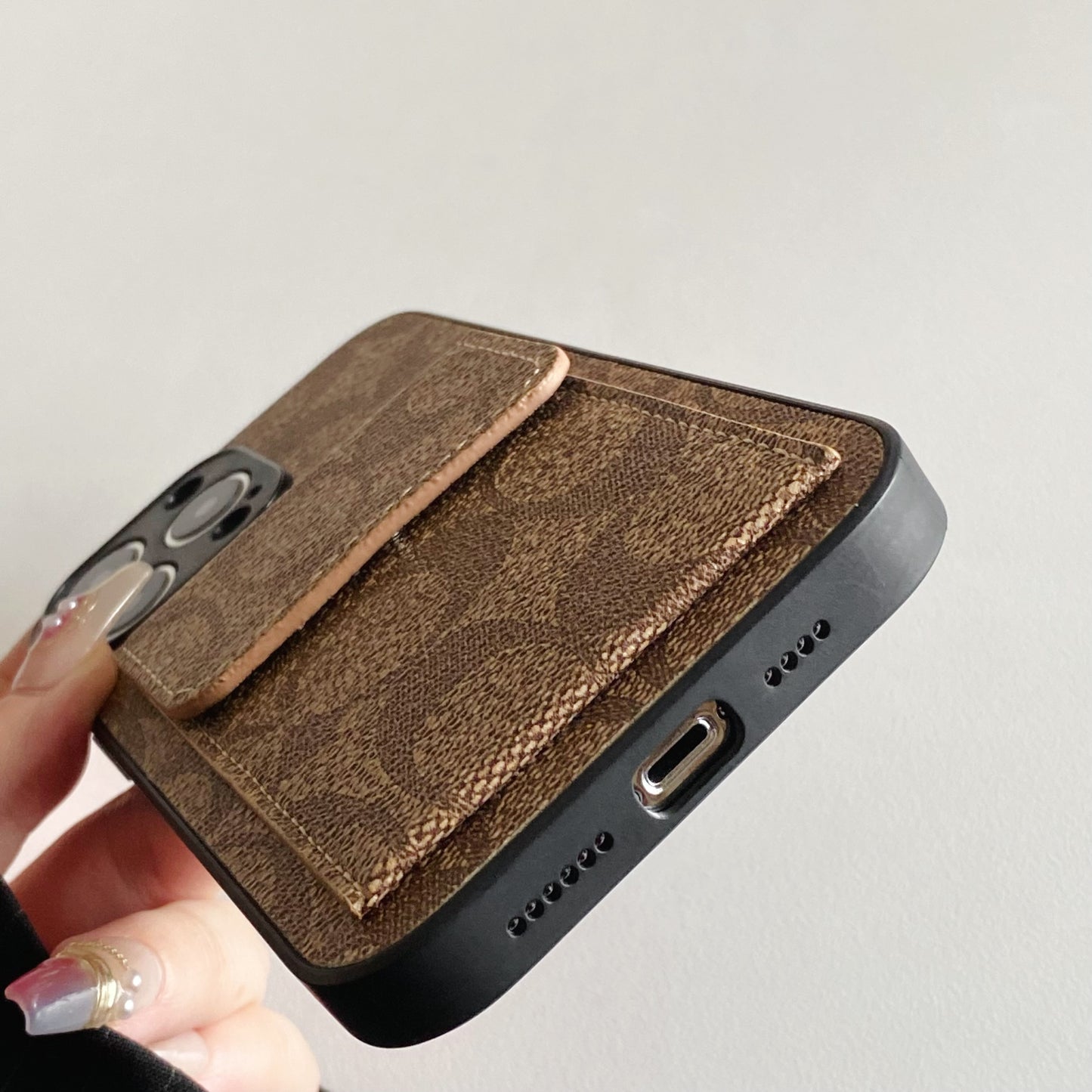 CH  iPhone Case With  Wallet Light Brown-HP240513