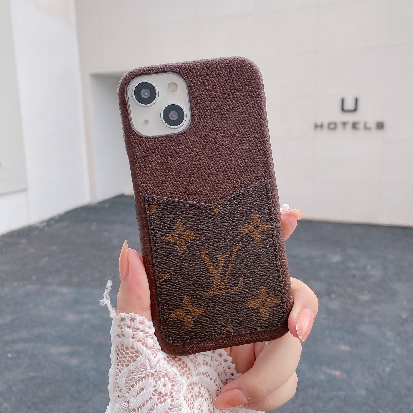 Monogram iPhone Case With Card Holder Brown-BDK240821