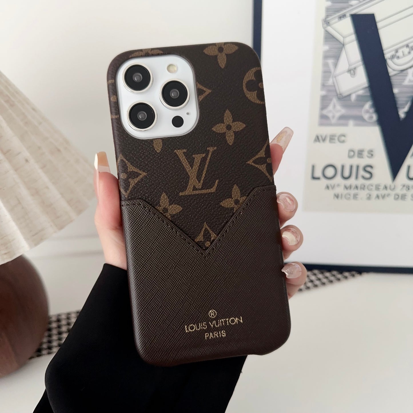 Monogram iPhone Case With Pouch Brown Printing -KB240329