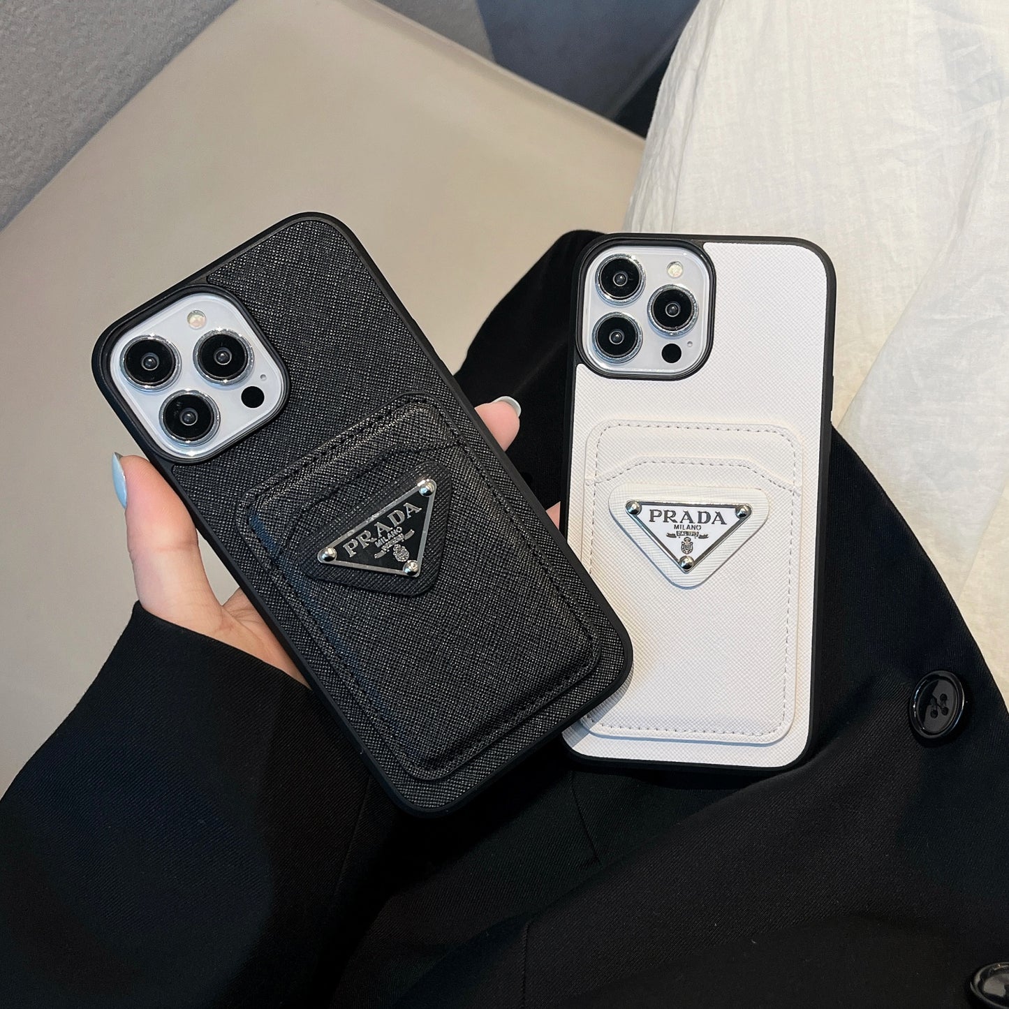 Classic PR iPhone Case With Card Holder Black -JDB240403