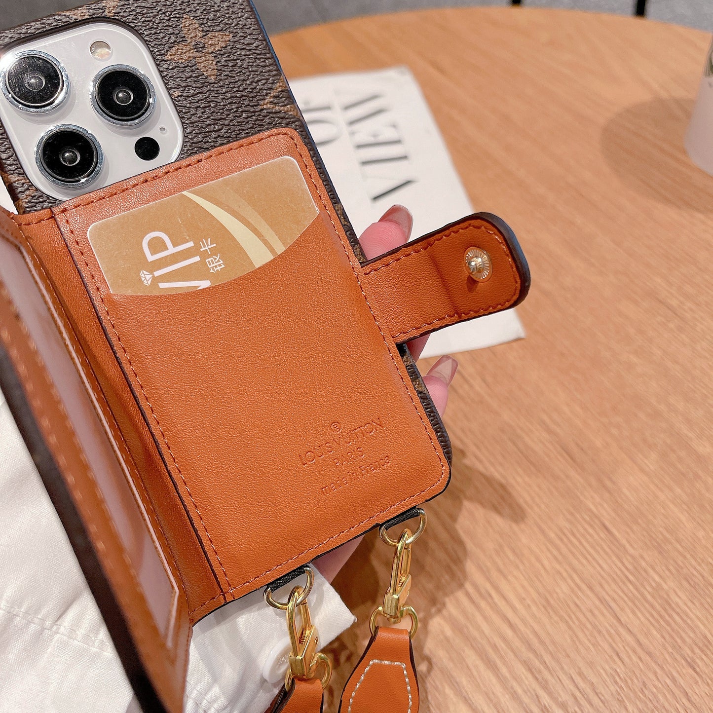 Monogram iPhone Case With Wallet And Crossbody Strap Brown -QB240329