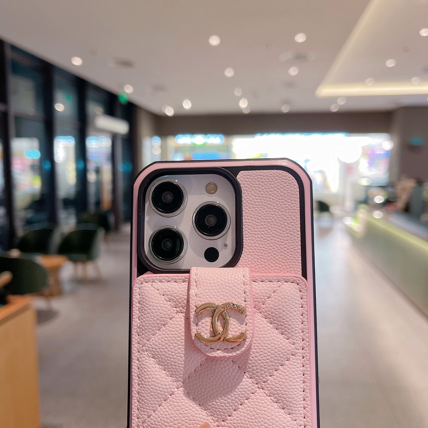 CC iPhone Case With Card Holder Pink -LBB240401