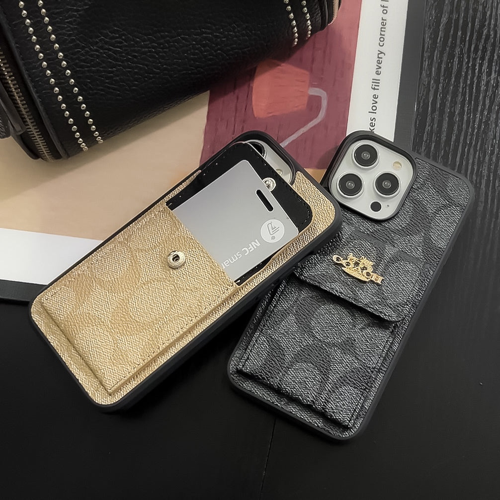 CH  iPhone Case With Card Holder Wallet Coffe  -SZK240425