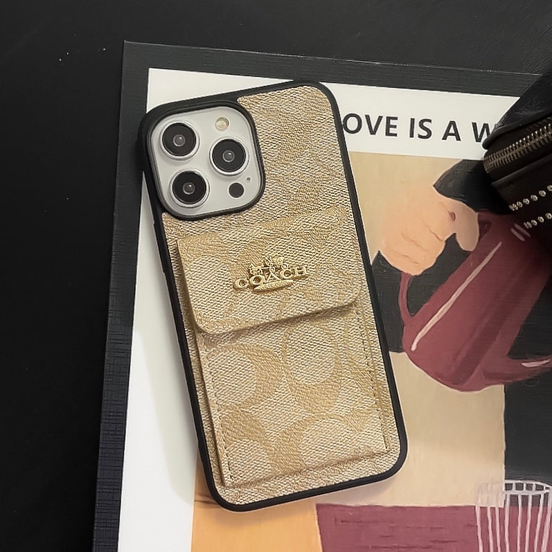 CH  iPhone Case With Card Holder Wallet Coffe  -SZK240425