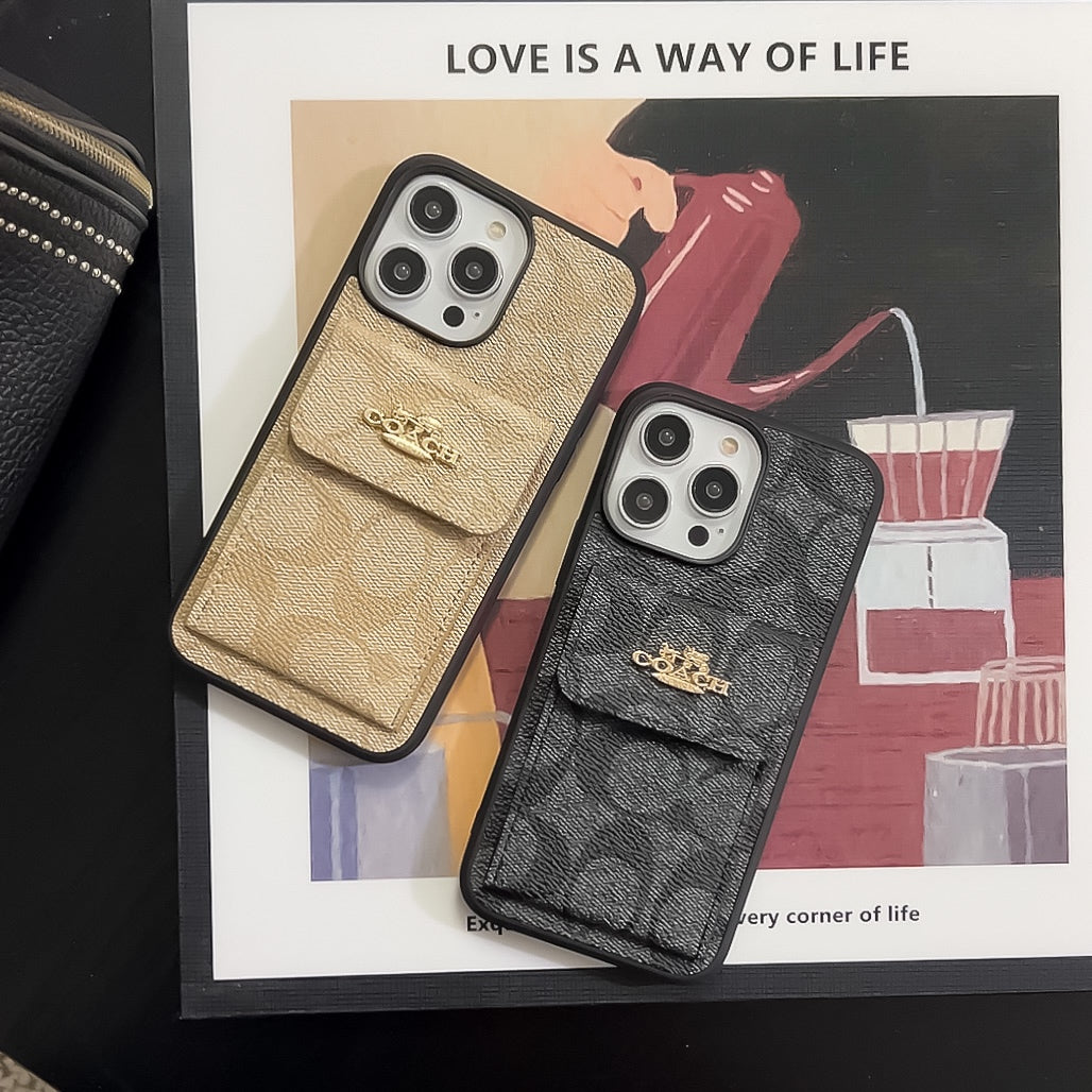 CH  iPhone Case With Card Holder Wallet Coffe  -SZK240425