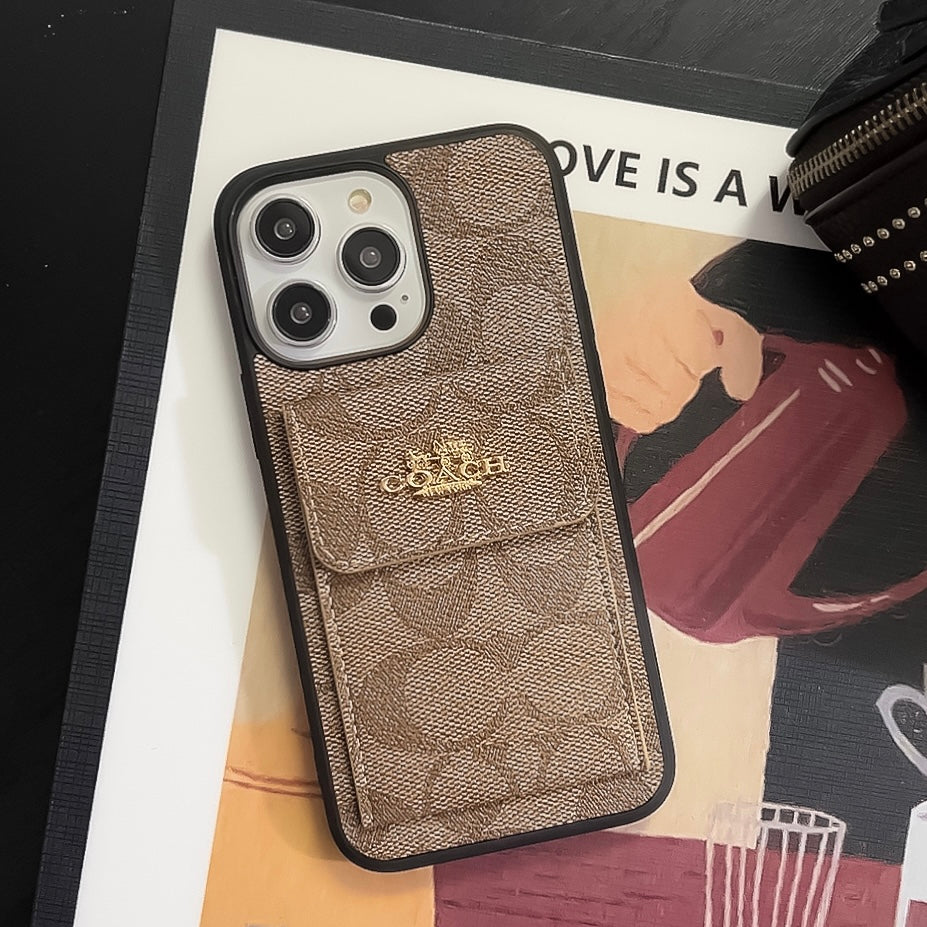 CH  iPhone Case With Card Holder Wallet Light Brown  -SZK240425