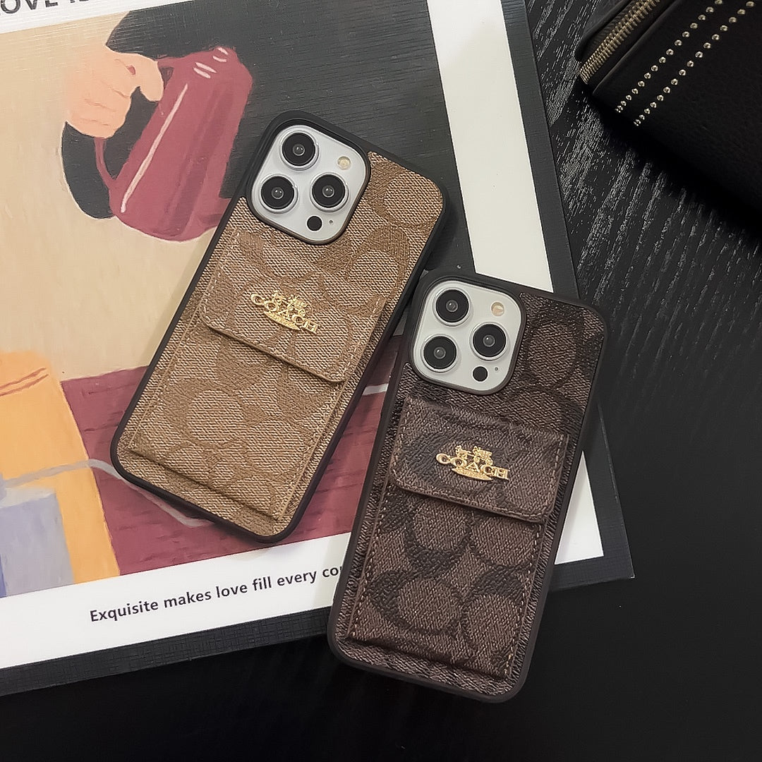 CH  iPhone Case With Card Holder Wallet Light Brown  -SZK240425