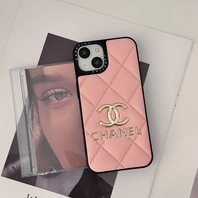 Leather CC iPhone Case Pink-JB240320