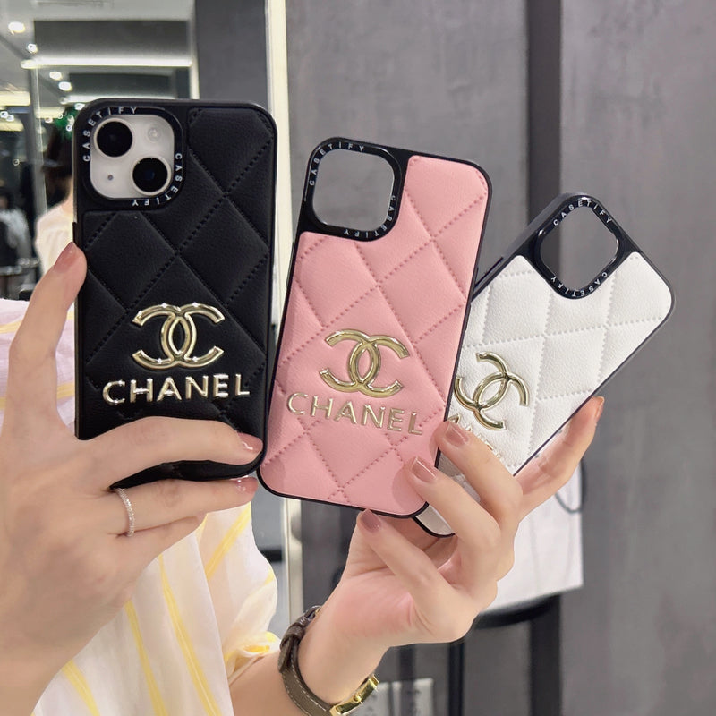 Leather CC iPhone Case Pink-JB240320