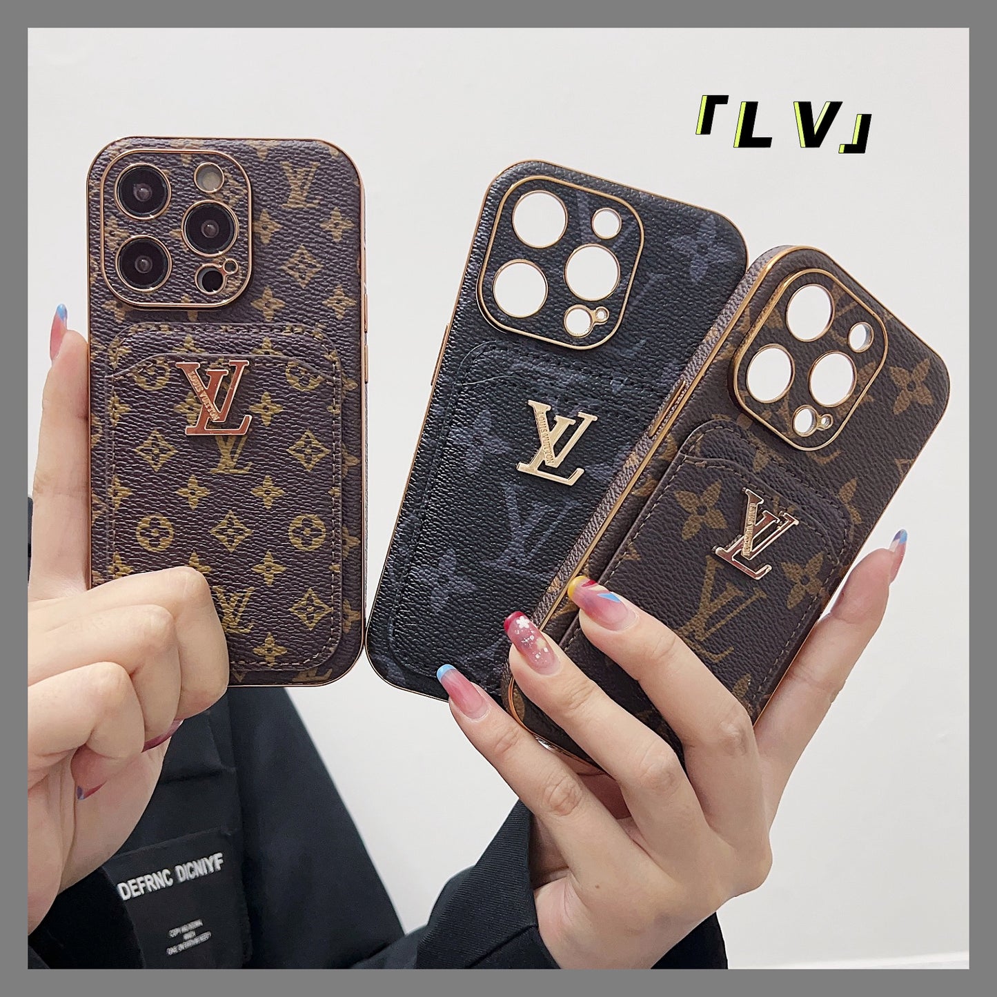 Classic Monogram iPhone Case With Card Holder -Black printing-CHD231124