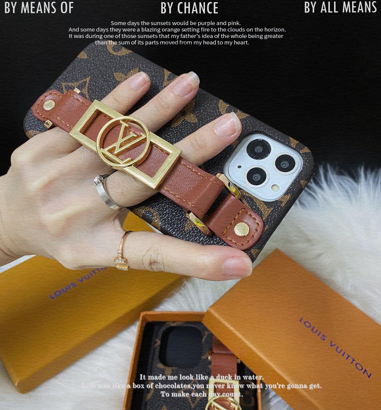 Leather Monogram iPhone Case With Holder-DK231215