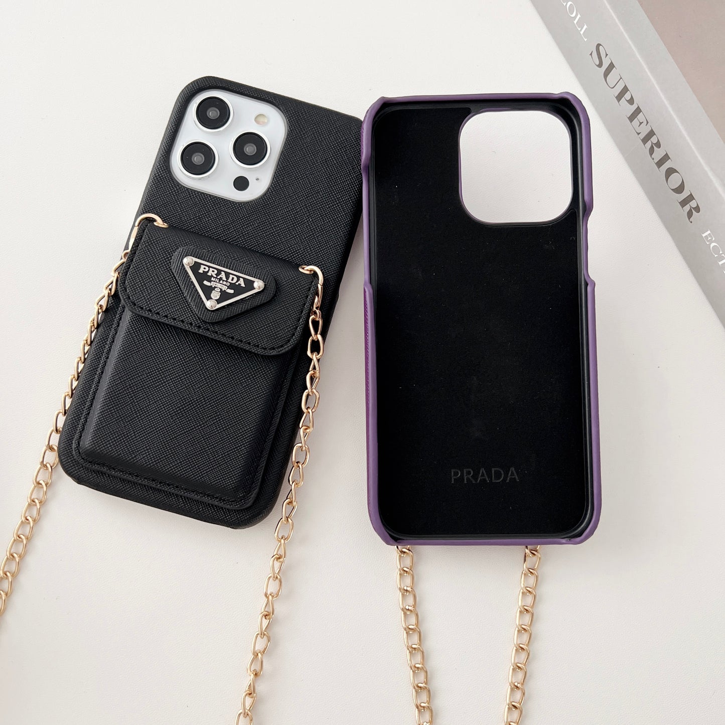 PR iPhone Case With Wallet And Strap Black -SlK240403