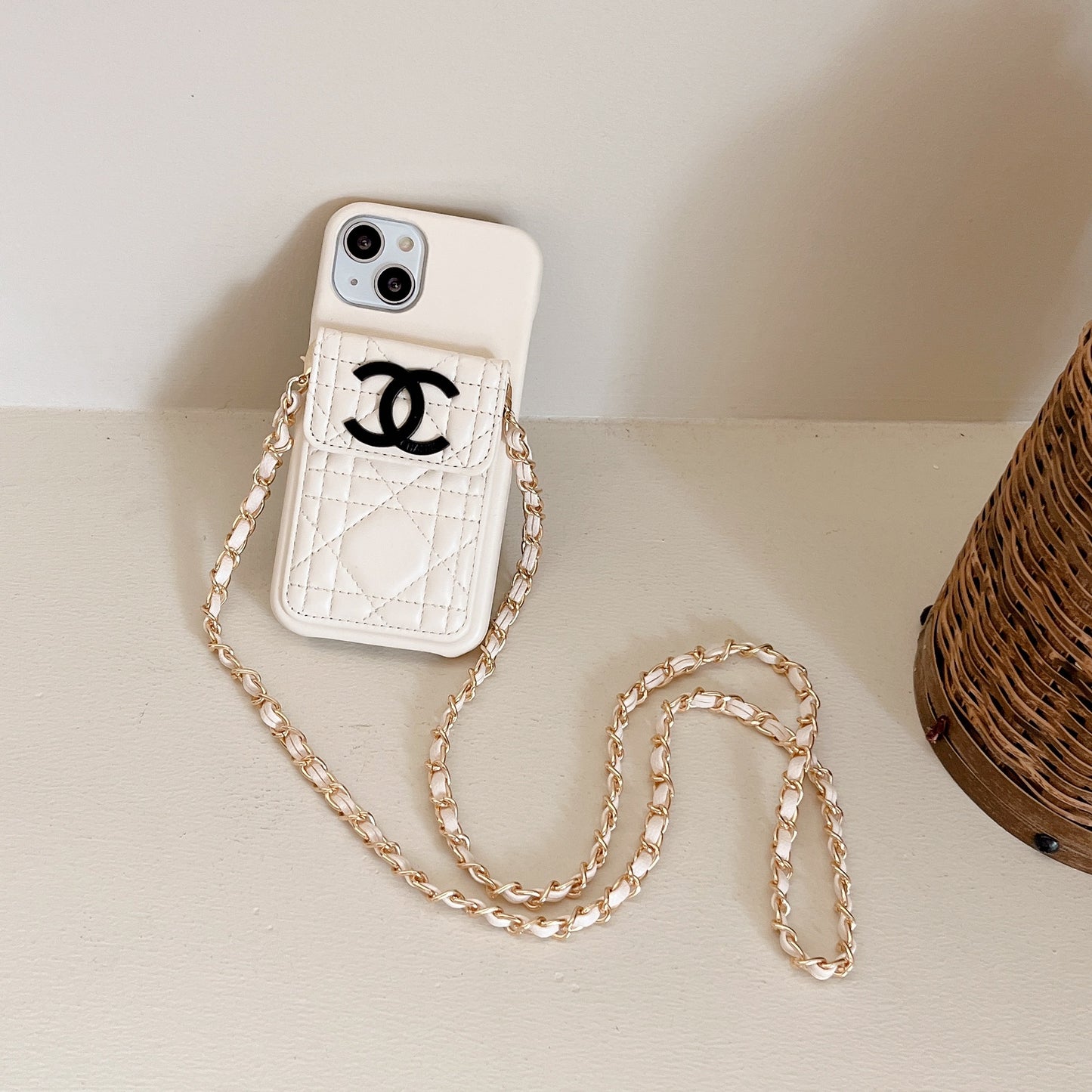 CC iPhone Case With Wallet And Strap White -GS241602