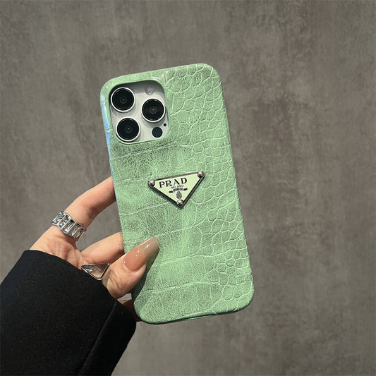 PRADA GREEN CROCO EMBOSSED LEATHER CASE