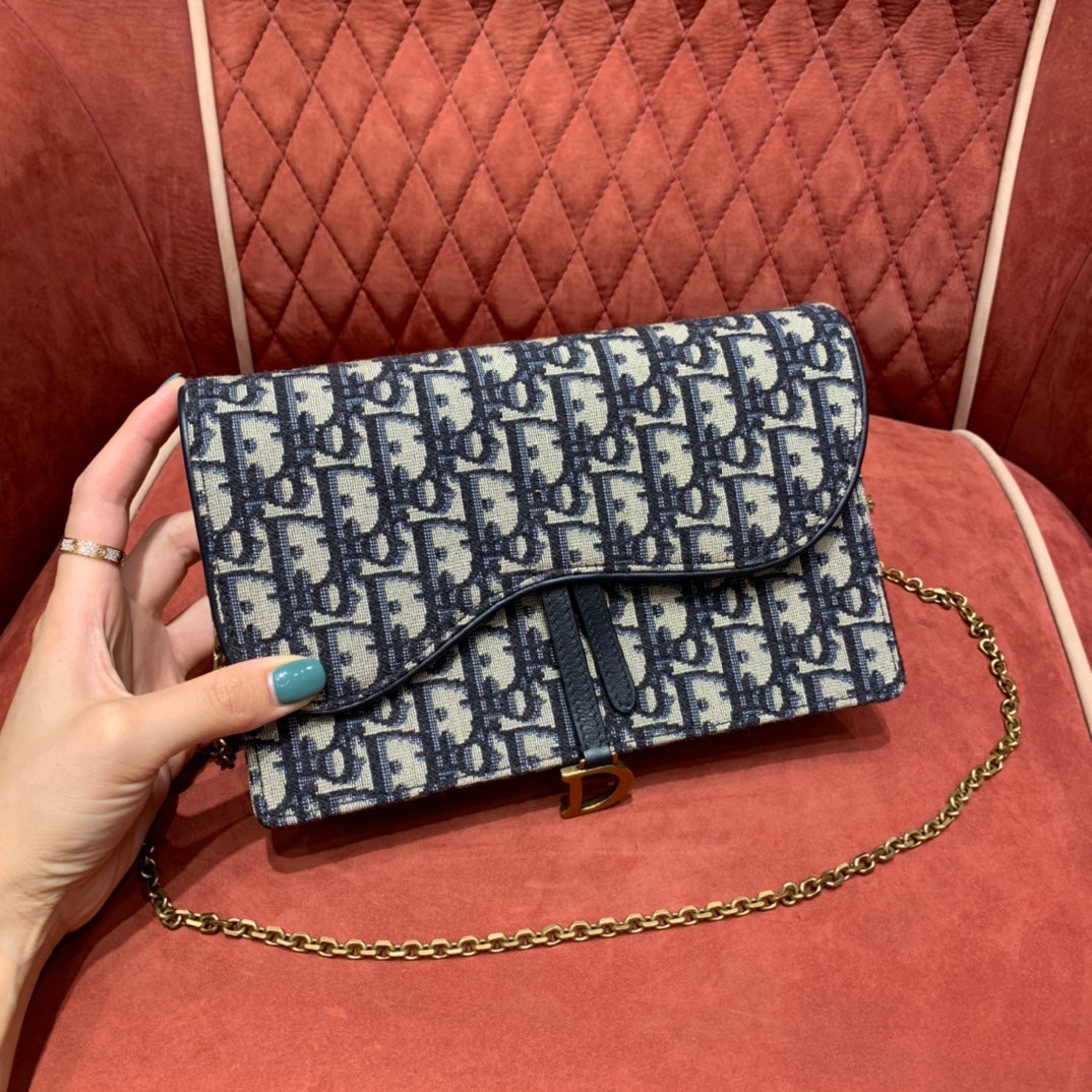 Dior Saddle Pouch Blue Dior Oblique Jacquard - 22 x 14.5 x 4.5 cm