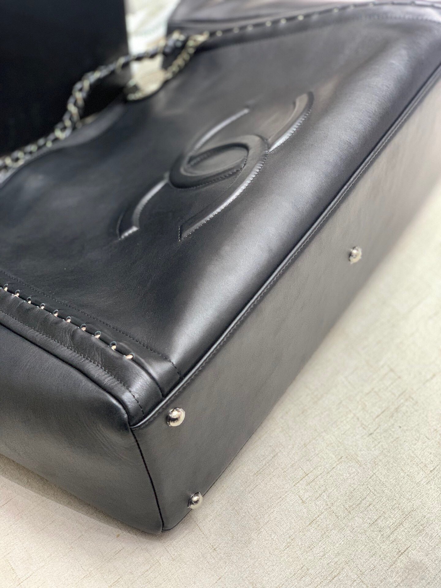 Chanel Soft Calfskin Shopping Bag Top Handle Black