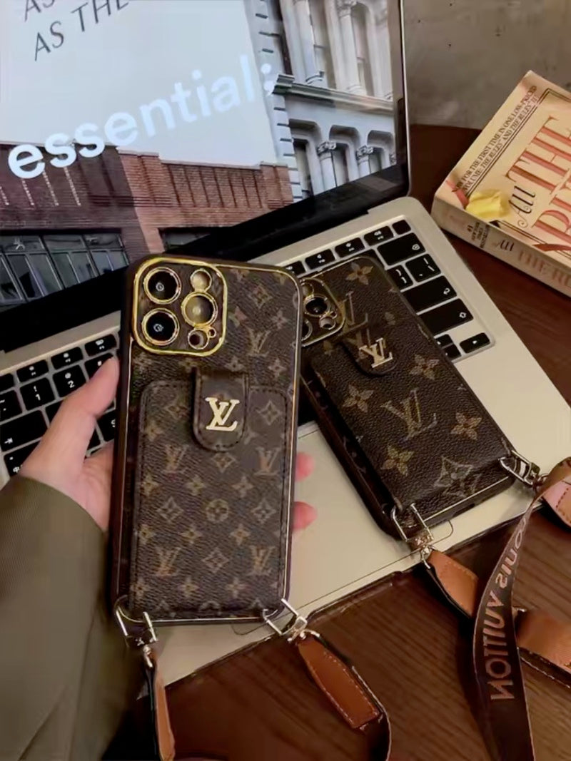 Monogram iPhone Case With Card Wallet And Strap -Big printing-ZQB231228