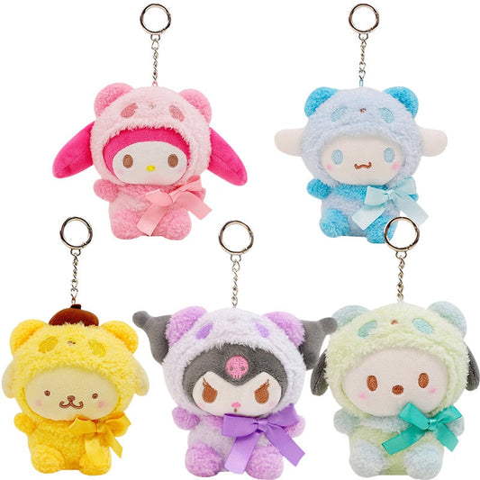 Sanrio 10cm Kuromi My Melody KT Cat PC Dog Hello Kitty Keychain  Anime Plush Figure Pendant Accessories Cute Animals Toys